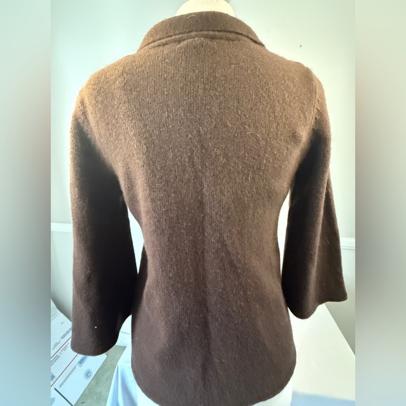 Unique Wool-Angora-Nylon Blend Single-Button Cardigan, Brown, Women’s M. Tweeds - Picture 4 of 9